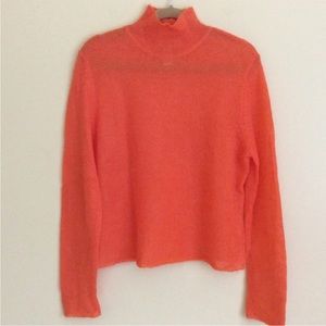 Jones & Co Women's Sheer Knit Long Sleeve Mock Neck Sweater Sheer Knit Orange XL